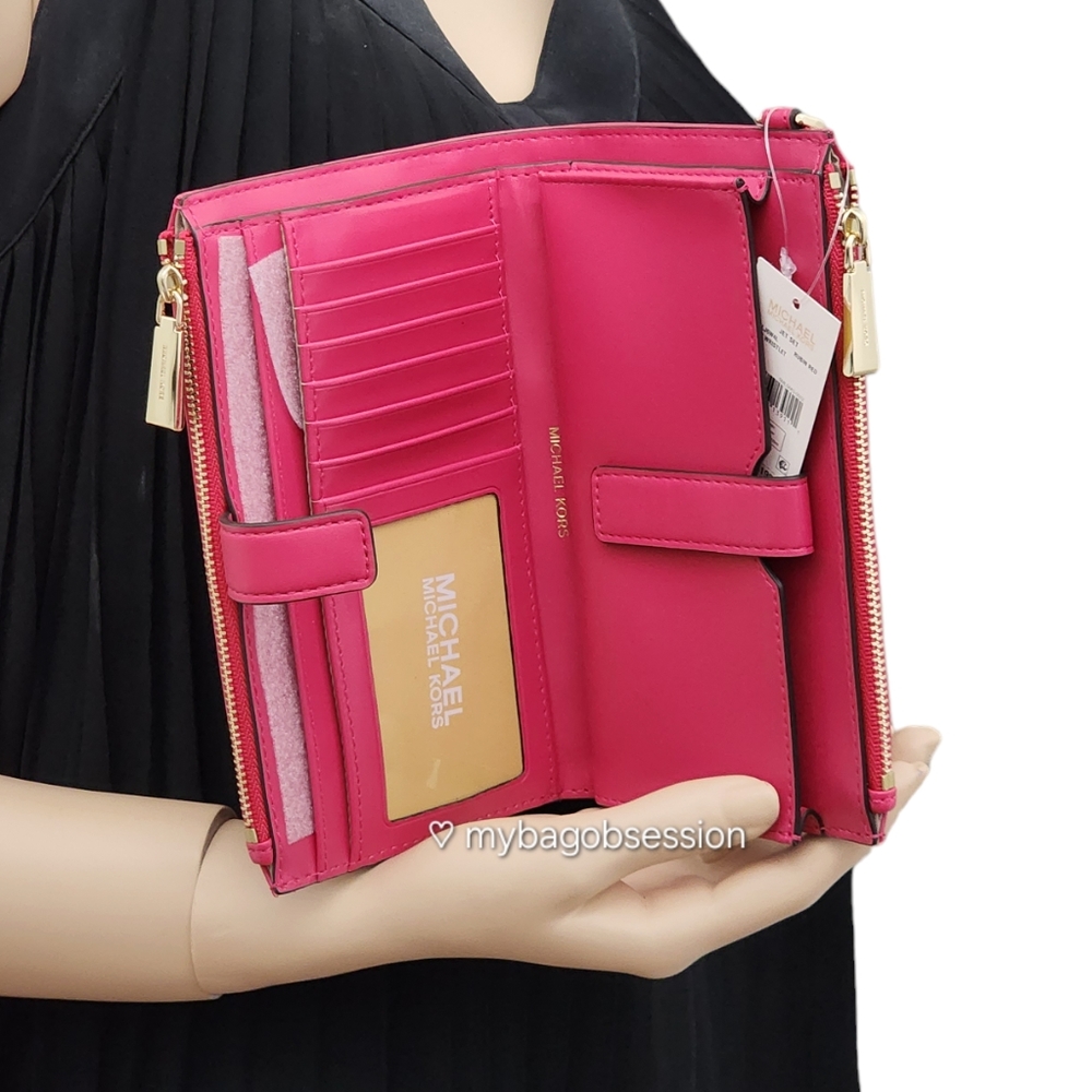 Michael Kors Sinclair Embossed Logo Large Pink Tote SET - Picture 8 of 11